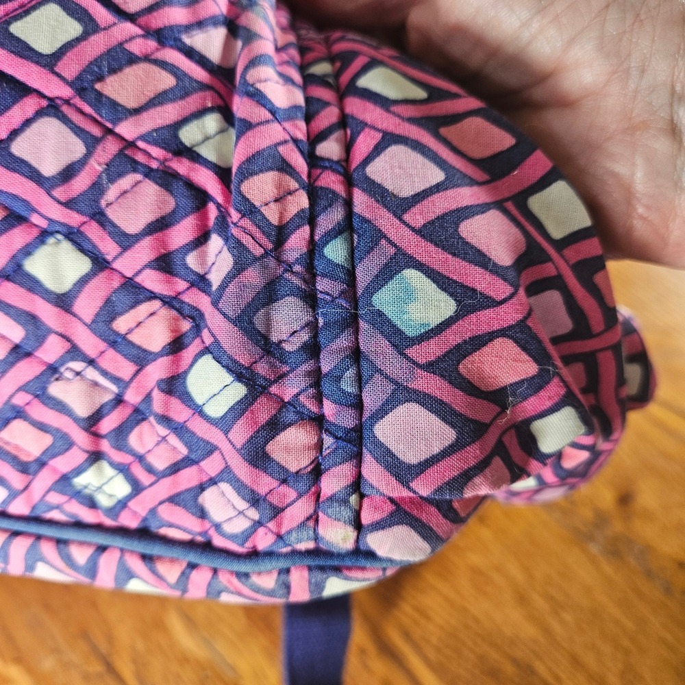 Vera Bradley‎ Backpack Katalina Pink Diamonds Campus Laptop Book Bag Pink Blue - Picture 10 of 13